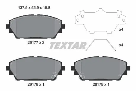 2617701 Колодки тормозные (передние) Mazda 3 19- TEXTAR підбір по vin на Brocar
