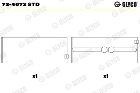 724072STD Підшипник колінвалу GLYCO підбір по vin на Brocar