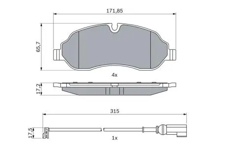 0986424982 Колодки тормозные (передние) Ford Tourneo /Transit Custom/Transit V363 12- (спарка) зам. 0986494845 BOSCH підбір по vin на Brocar