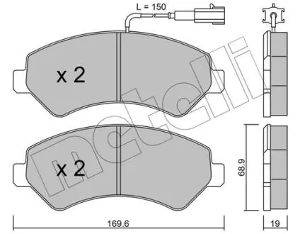 2207091 Колодки гальмівні (передні) Citroen Jumper/Fiat Ducato/Peugeot Boxer 06- R16 (з датчиком) METELLI підбір по vin на Brocar