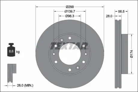 92338103 TARCZA HAM. HYUNDAI P. H350 2,5 CRDI 15- TEXTAR підбір по vin на Brocar