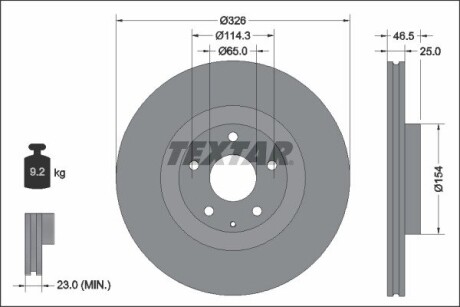 92337603 TARCZA HAM. MAZDA P. MX-30 20- TEXTAR підбір по vin на Brocar