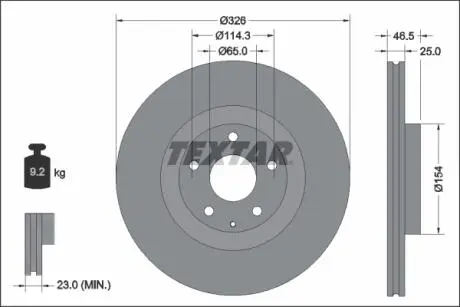 92337603 Гальмівний диск TEXTAR подбор по vin на Brocar