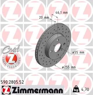 590280552 Гальмівний диск ZIMMERMANN підбір по vin на Brocar