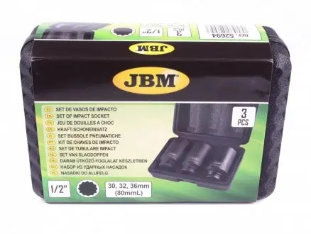 52694 Набір головок ударних XZN 1/2" (30/32/36) (L=80mm) (3шт) JBM підбір по vin на Brocar