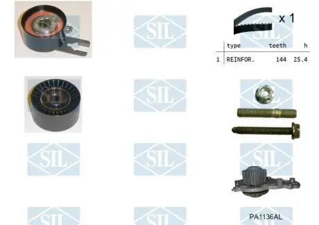 K1PA1136AL К-кт ГРМ+помпа Fiat/Ford/PSA/Toyota 1,4 Z=144 (тіл SALERI SIL подбор по vin на Brocar