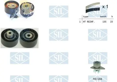 K1PA1266 К-кт ГРМ+помпа Citroen C2/C4 04- /Peugeot 206 03-/307 03- SALERI SIL подбор по vin на Brocar