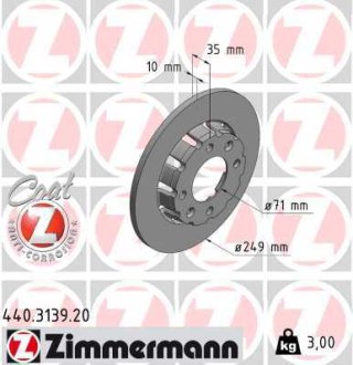 440313920 Диск гальмівний Coat Z ZIMMERMANN підбір по vin на Brocar