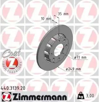 440313920 Диск тормозной Coat Z ZIMMERMANN подбор по vin на Brocar