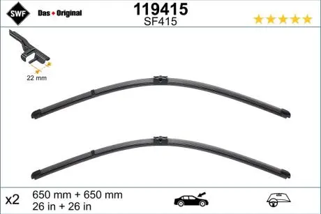 119415 Щетка стеклоочистителя SWF підбір по vin на Brocar