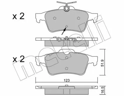 2203372 Колодки тормозные (задние) Peugeot 508 10-18 METELLI подбор по vin на Brocar