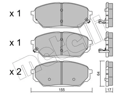 2209990 Колодки тормозные (передние) Hyundai ix55 08- METELLI підбір по vin на Brocar