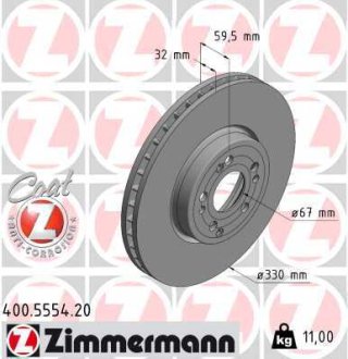 400555420 Диск тормозной MERCEDES Coat Z ZIMMERMANN підбір по vin на Brocar