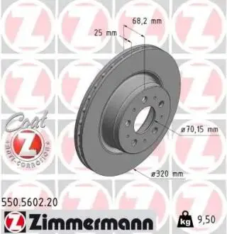 550560220 Диск тормозной TESLA Coat Z ZIMMERMANN підбір по vin на Brocar