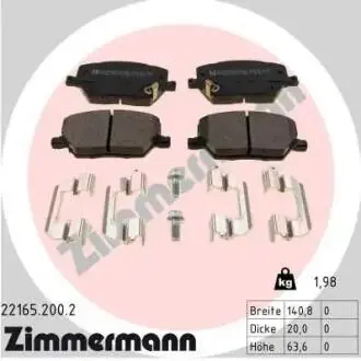 221652002 Колодки тормозные ZIMMERMANN подбор по vin на Brocar