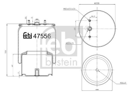 47556 Балон пневматичної ресори FEBI BILSTEIN підбір по vin на Brocar