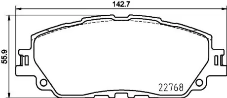 8DB355036511 Колодки гальмівні (передні) Toyota Camry 17-/Rav4/Lexus ES/UX 18- HELLA підбір по vin на Brocar