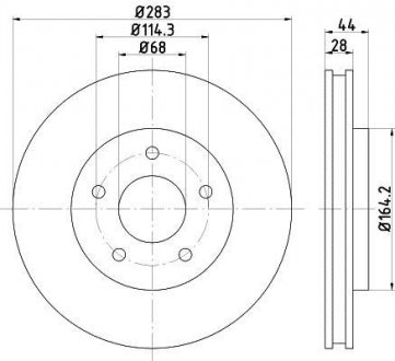 8DD355125071 Диск тормозной (передний) Nissan Leaf 10- (282x28) HELLA подбор по vin на Brocar