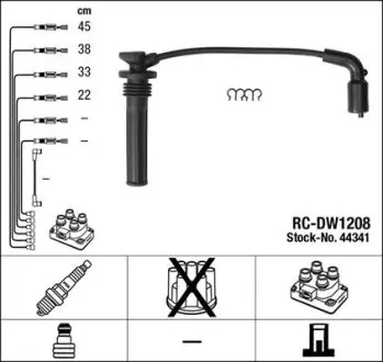 RCDW1208 PRZEWODY WYS. NAP. CHEVROLET AVEO 1,2 08- NGK подбор по vin на Brocar