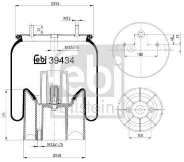 39434 Кожух пневматичної ресори FEBI BILSTEIN підбір по vin на Brocar