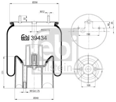 39434 Кожух пневматической рессоры FEBI BILSTEIN підбір по vin на Brocar
