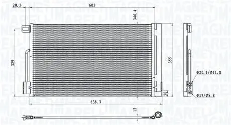 350203611000 Конденсатор, Кондиціонер MAGNETI MARELLI підбір по vin на Brocar