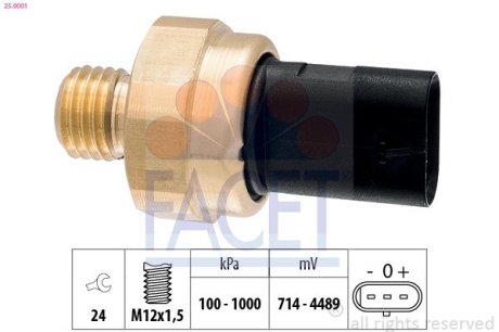 250001 Датчик давления масла FACET підбір по vin на Brocar