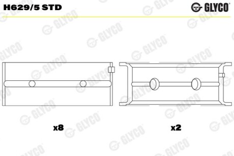 H6295STD Підшипник коленвала GLYCO підбір по vin на Brocar