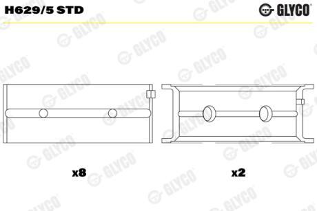 H6295STD Подшипник коленвала GLYCO підбір по vin на Brocar