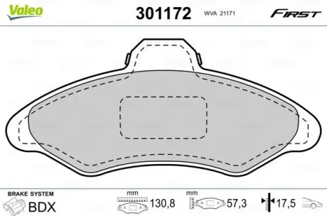 301172 Колодки тормозные FORD P. ESCORT/ORION 90-99 VALEO подбор по vin на Brocar