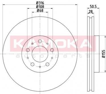 1032852 Гальмівний диск KAMOKA підбір по vin на Brocar