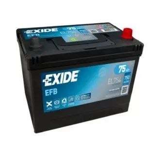 EL754 Акумуляторна батарея 75Ah/750A (270x173x222/+R/B0) (Start-Stop EFB) Азія EXIDE підбір по vin на Brocar