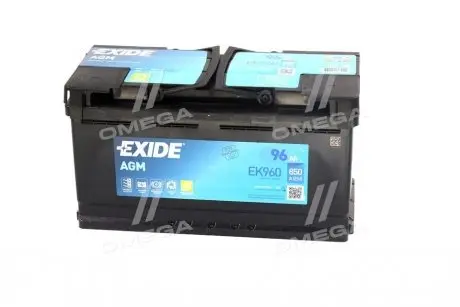EK960 Аккумуляторная батарея 96Ah/850A (353x175x190/+R/B13) (Start-Stop AGM) EXIDE подбор по vin на Brocar