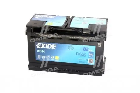 EK820 Аккумуляторная батарея 82Ah/800A (315x175x190/+R/B13) (Start-Stop AGM) EXIDE подбор по vin на Brocar