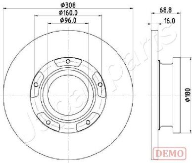 DP0312C Диск торм задн. Transit 12- JAPANPARTS підбір по vin на Brocar