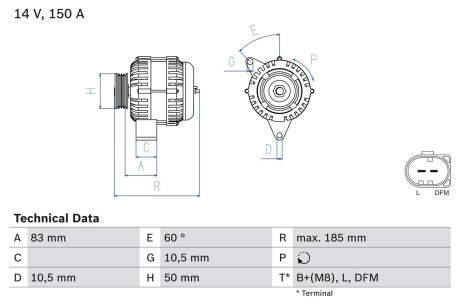 0986047560 Генератор BOSCH підбір по vin на Brocar