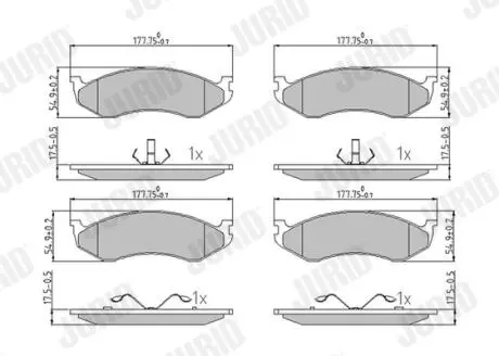 571519J JEEP Колодки тормозные передние Cherokee,Grand Cherokee,Wrangler 2.1/2.5 90- JURID подбор по vin на Brocar