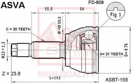 FD809 Деталь ASVA підбір по vin на Brocar