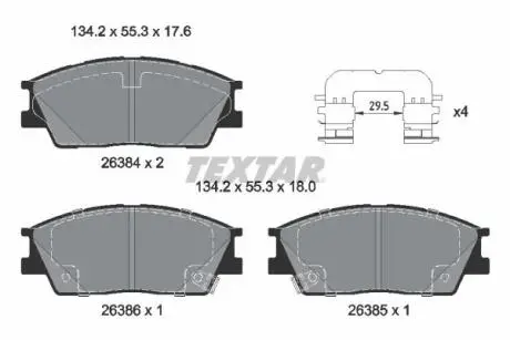 2638401 Гальмівні колодки, дискові TEXTAR підбір по vin на Brocar