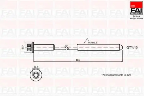 B1465 К-т болтів головки цилідра M10*1.5мм W203, W204, W211 FAI AUTOPARTS підбір по vin на Brocar
