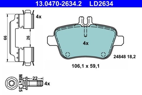 13047026342 KLOCKI HAM. DB T. C117/X117/X156 2,0-2,2 13- CERAMIC ATE підбір по vin на Brocar