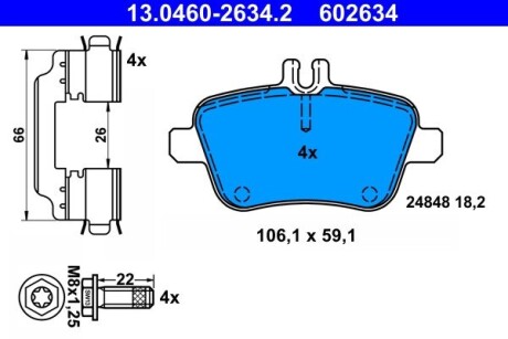 13046026342 KLOCKI HAM. DB T. C117/X117/X156 2,0-2,2 13- ATE підбір по vin на Brocar