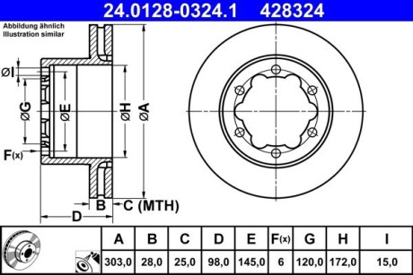 24012803241 TARCZA HAM. VW T. CRAFTER 2,0 TDI 16- ATE підбір по vin на Brocar