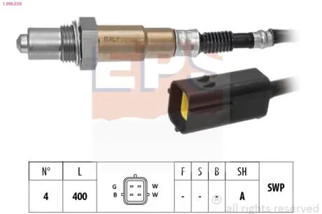 1998559 Лямбда-зонд (4-х конт.) 400 mm Chevrolet Aveo 1.2 05-/Lacetti 1.4/1.6/2.0 05-/Spark 1.0/1.2 10- EPS подбор по vin на Brocar