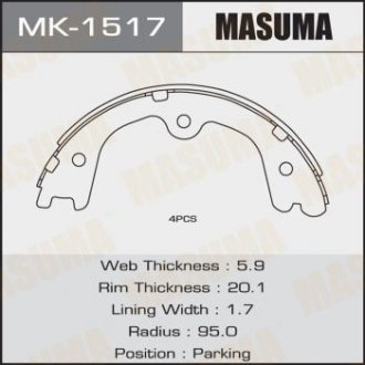 MK1517 Колодка тормозная барабанная (MK1517) MASUMA MASUMA підбір по vin на Brocar