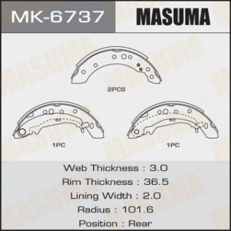 MK6737 Колодка гальмівна барабанна (MK6737) MASUMA MASUMA підбір по vin на Brocar