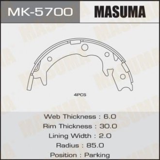 MK5700 Колодка тормозная барабанная (MK5700) MASUMA MASUMA підбір по vin на Brocar