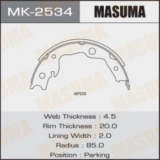 MK2534 Колодка тормозная барабанная (MK2534) MASUMA MASUMA подбор по vin на Brocar