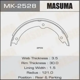 MK2528 Колодка гальмівна барабанна (MK2528) MASUMA MASUMA підбір по vin на Brocar