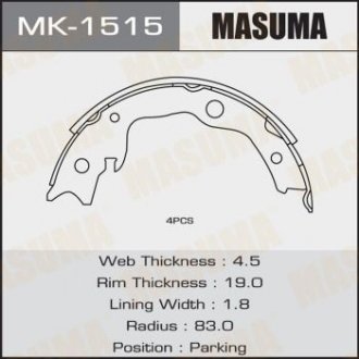 MK1515 Колодка тормозная барабанная (MK1515) MASUMA MASUMA подбор по vin на Brocar